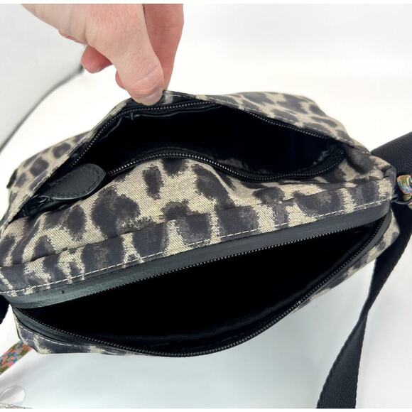 Rebecca Minkoff Downtown Nylon Camera Bag Leopard Print Crossbody Gray Black NEW - Picture 8 of 12